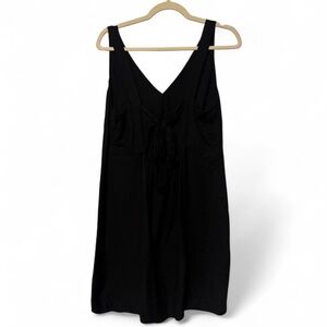1.STATE Black Linen Tie Front Midi Dress – Size L